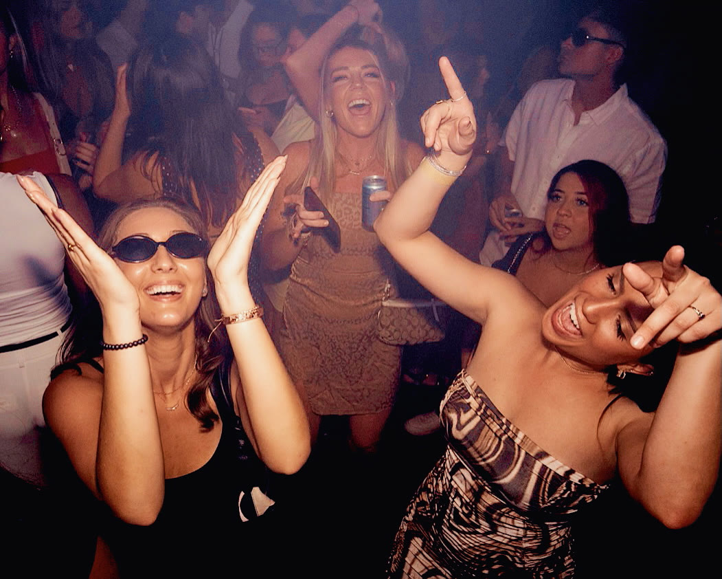 Friends dancing and cheering