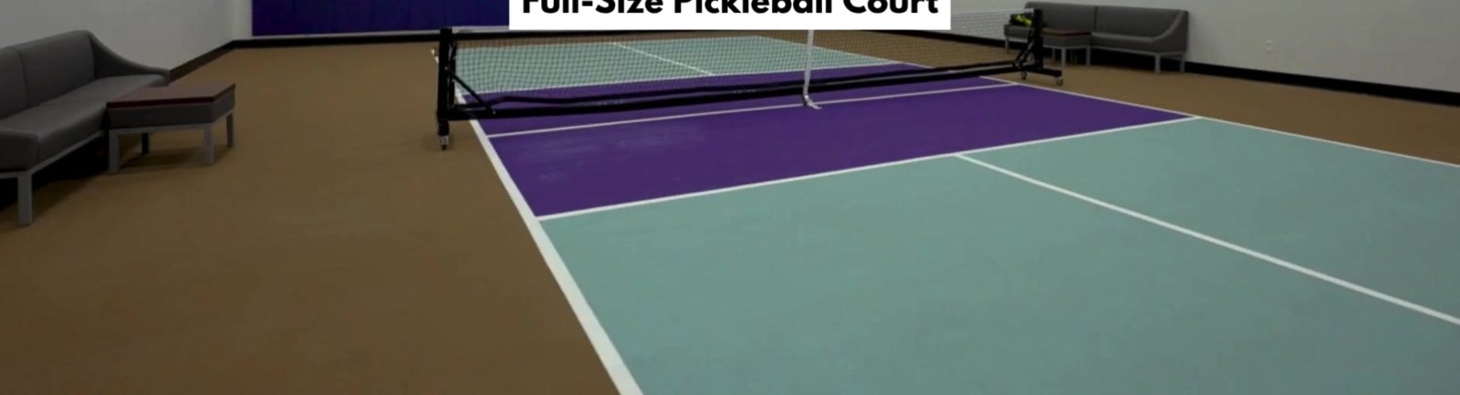 The full size pickleball court at Fusion Fitness
